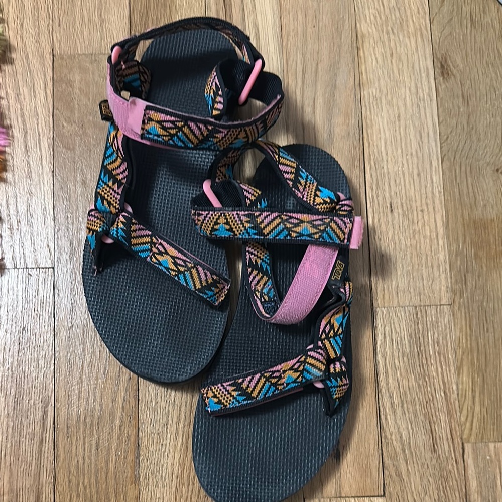 Teva Pink and Blue Sport Sandals with Adjustable Straps